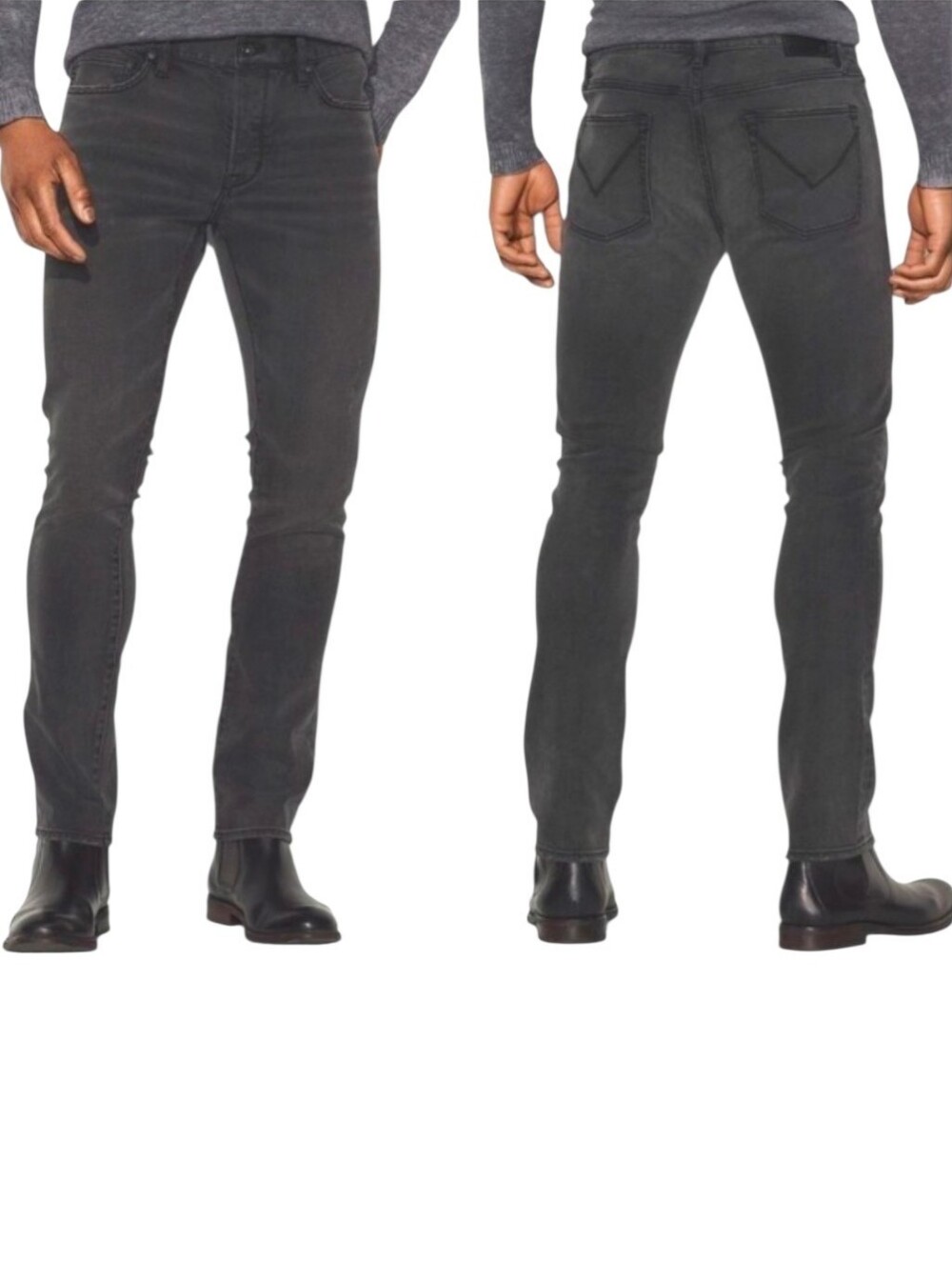 John Varvatos Wight Skinny Jeans Slim Leg Stretch Charcoal Grey 34 Waist